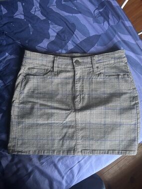 American Eagle Outfitters Plaid Mini Skirt - Gray with Blue Accents
